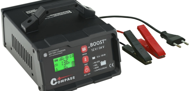 COMPASS BOOST 10A Mikroprocesszoros akkumulátortöltő, 12/ 24 V, PB/ GEL/ AGM/ LiFePO4