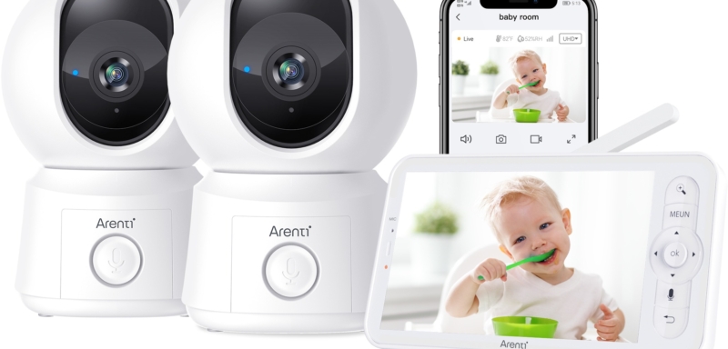 Arenti 2MP/1080P Wi-Fi Video Baby Monitor Kit with dual cameras and LCD screen