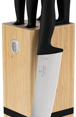 BerlingerHaus Matte Black Collection BAMBOO Késkészlet szögletes tartóval, 6 db