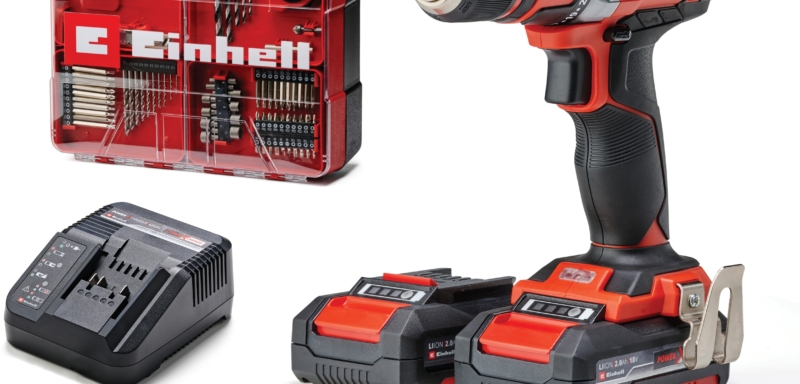 EINHELL akkus fúró TE-CD 18/40 Li + 69 Kit, 4513934 (2×2 Ah)