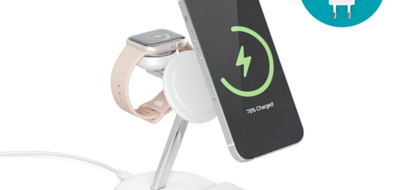 Epico 3in1 Made for MagSafe töltőpad + adapter – fehér