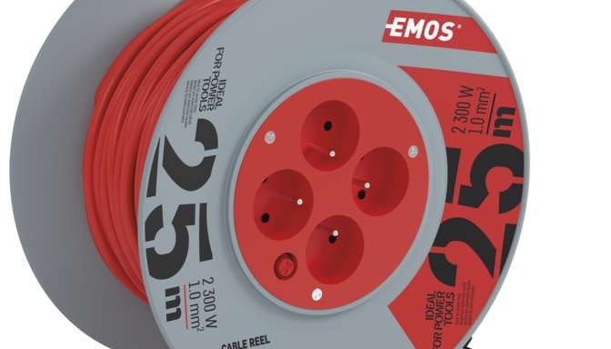 Emos PVC hosszabbító kábel dobbal – 4 aljzat, 25m