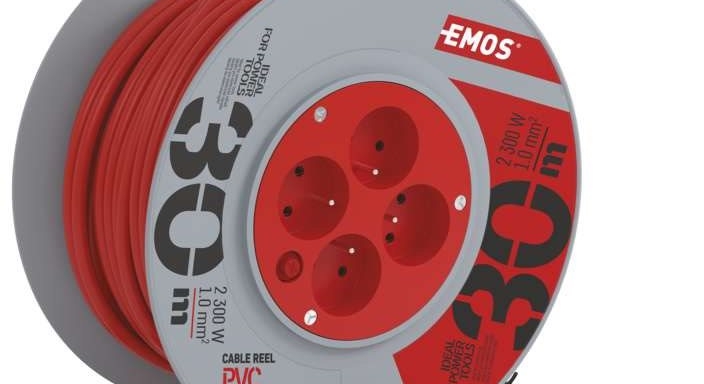 EMOS PVC Hosszabbító kábel dobon – 4 aljzat, 30 m, 1 mm2