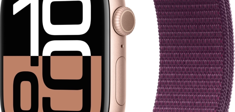 Apple Watch Series 10&nbsp;46mm Cellular + rozéarany alumínium tok, szilva varrott szíj