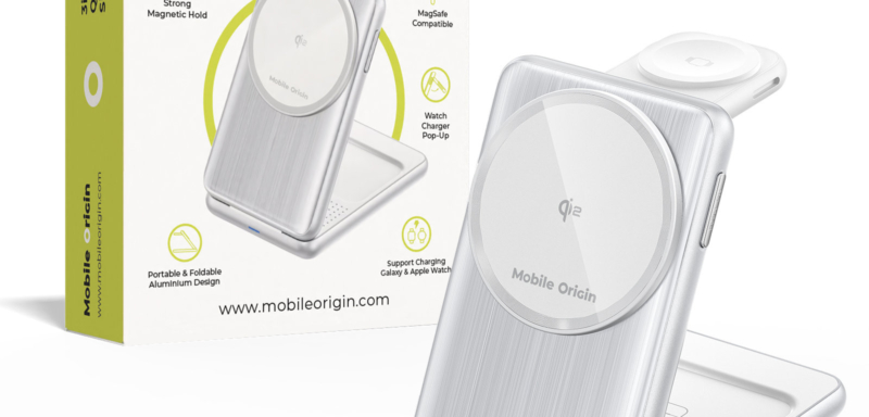 Mobile Origin 3in1 Foldable Qi2 Charger PW8, Silver