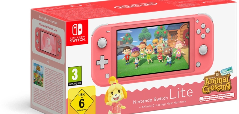 Nintendo Switch Lite – Coral + Animal Crossing New Horizons