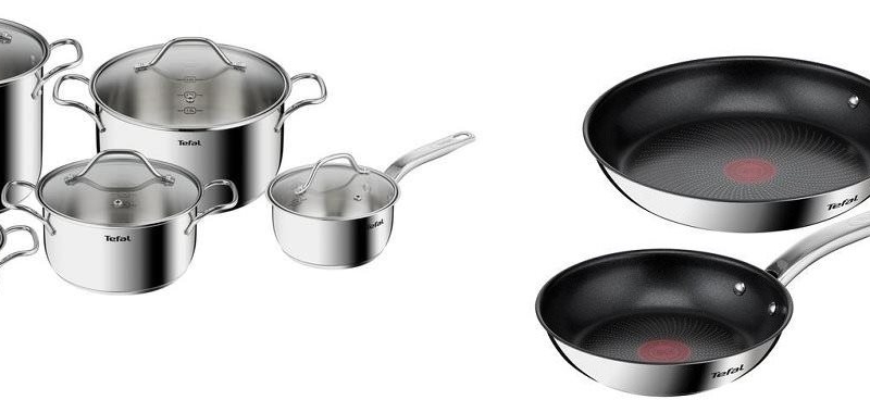 Tefal B864SA74 Intuition edénykészlet, 10 db + Tefal B817S255 Intuition serpenyőkészlet 20, 26 cm