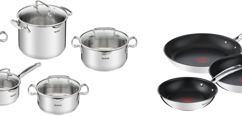 Tefal G719SA74 Duetto+ edénykészlet, 10 db + Tefal G732S334 Duetto+ serpenyőkészlet, 3 db